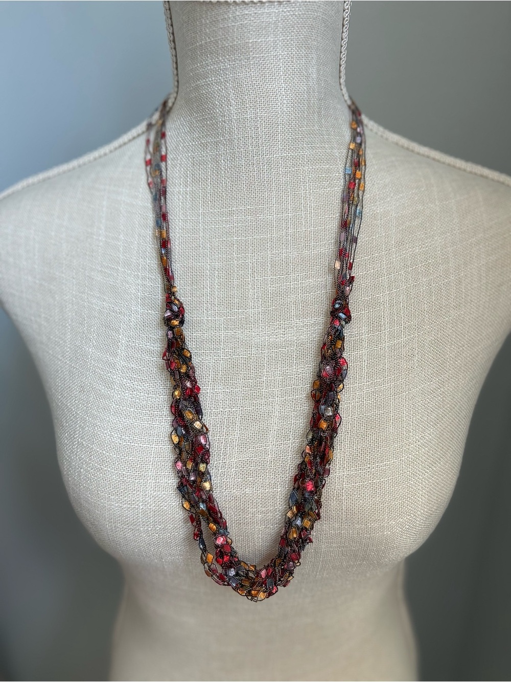 Multicolor Rainbow Ladder Ribbon Necklace